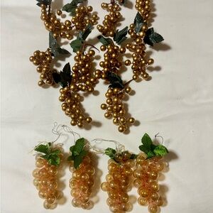 Twelve Holiday grapevine bunches; four of which are hanging tree ornaments
